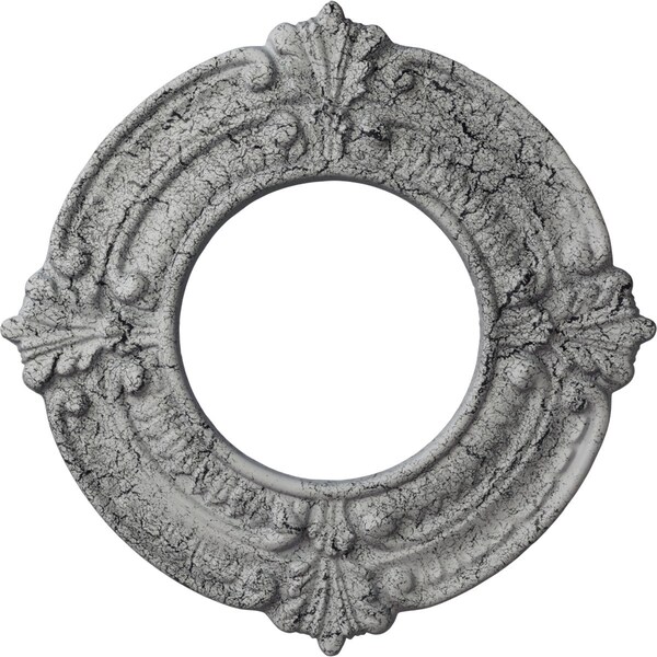 Ekena Millwork Benson Ceiling Medallion (Canopies up to 4 1/8"), 9"OD x 4 1/8"ID x 5/8"P, Ultra Pure White Crackle CM09BNUWC - main